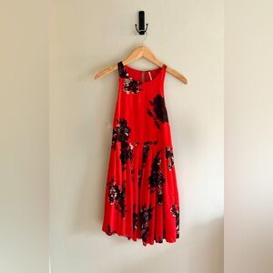 Free People Red Floral Sleeveless Dress Size 0